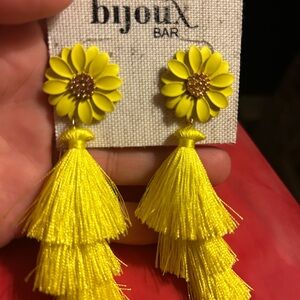 Bijoux Bar Yellow Flower Tassel Earrings